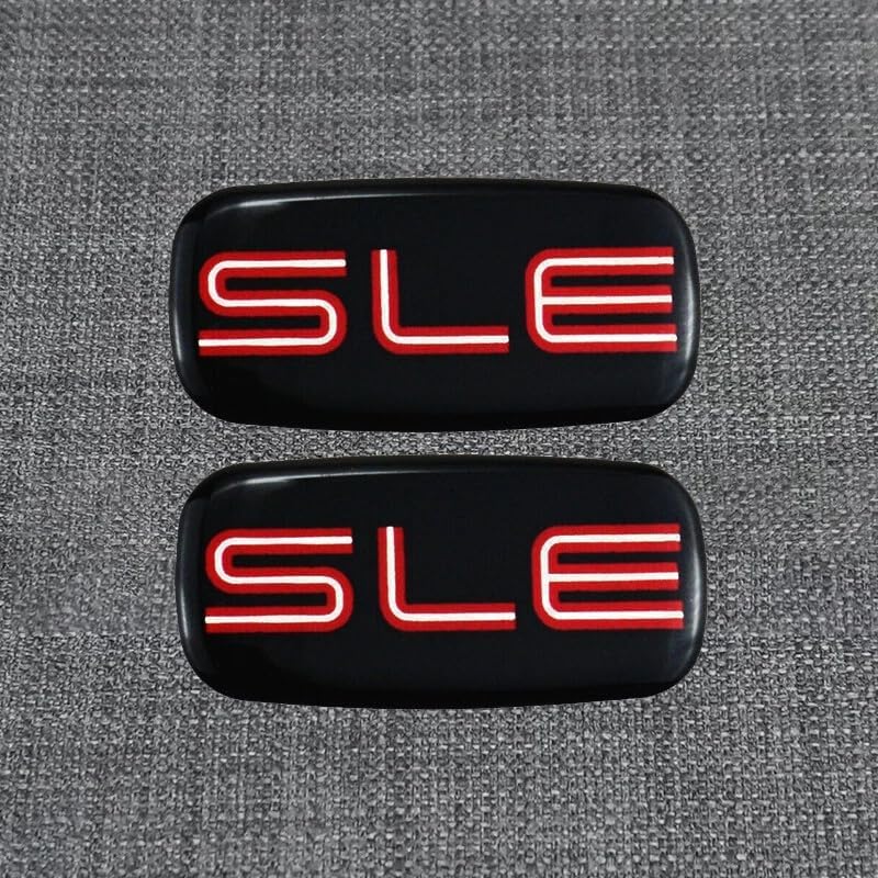 Pair Set SLE Emblems 3D Nameplate Sticker Badge Compatible with Sierra Suburban Yukon 1500 2500 3500 15036134 (Black Red)
