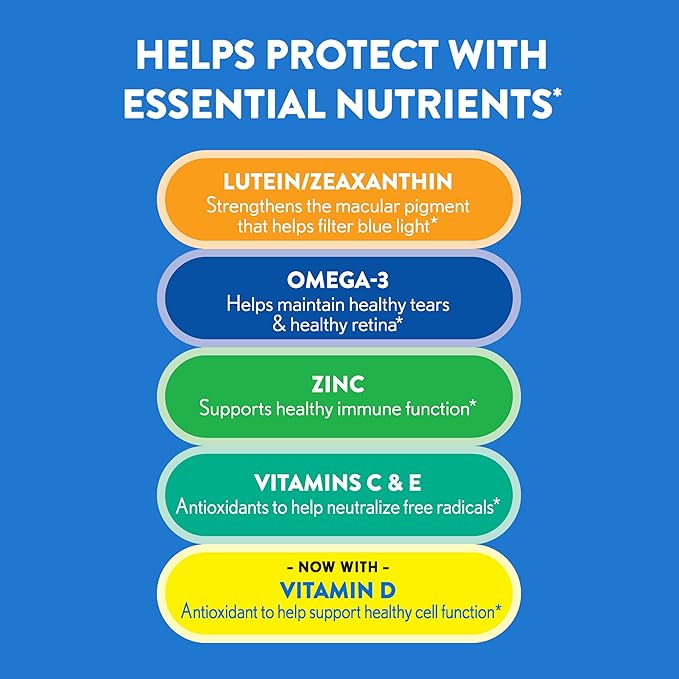 Ocuvite Eye Health, Lutein & Zeaxanthin Supplement, Eye Vitamin with Antioxidant Vitamin D, C, E & Omega-3, Helps Protect Eye Health, 30 Softgels