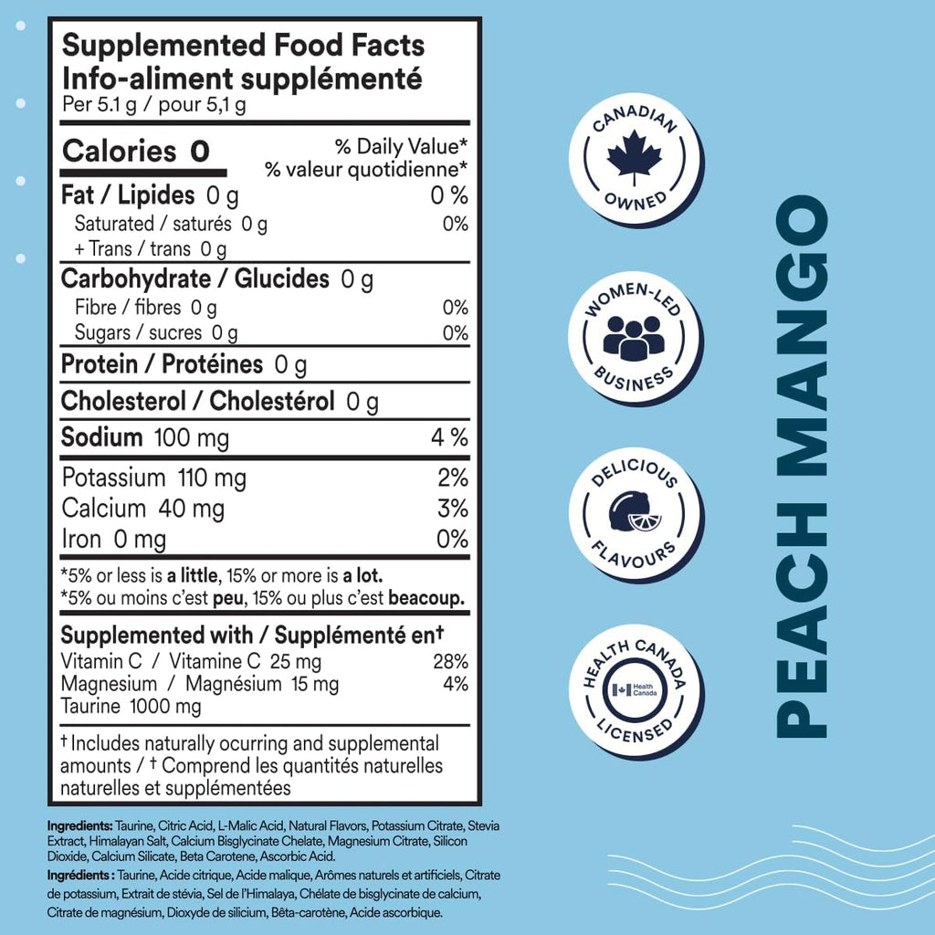 Cira Hydration Powder (45 Servings) - Natural Electrolyte Powder & Drink Mix, Naturally Flavored & Sweetened with Stevia & Himalayan Salt - Peach Mango