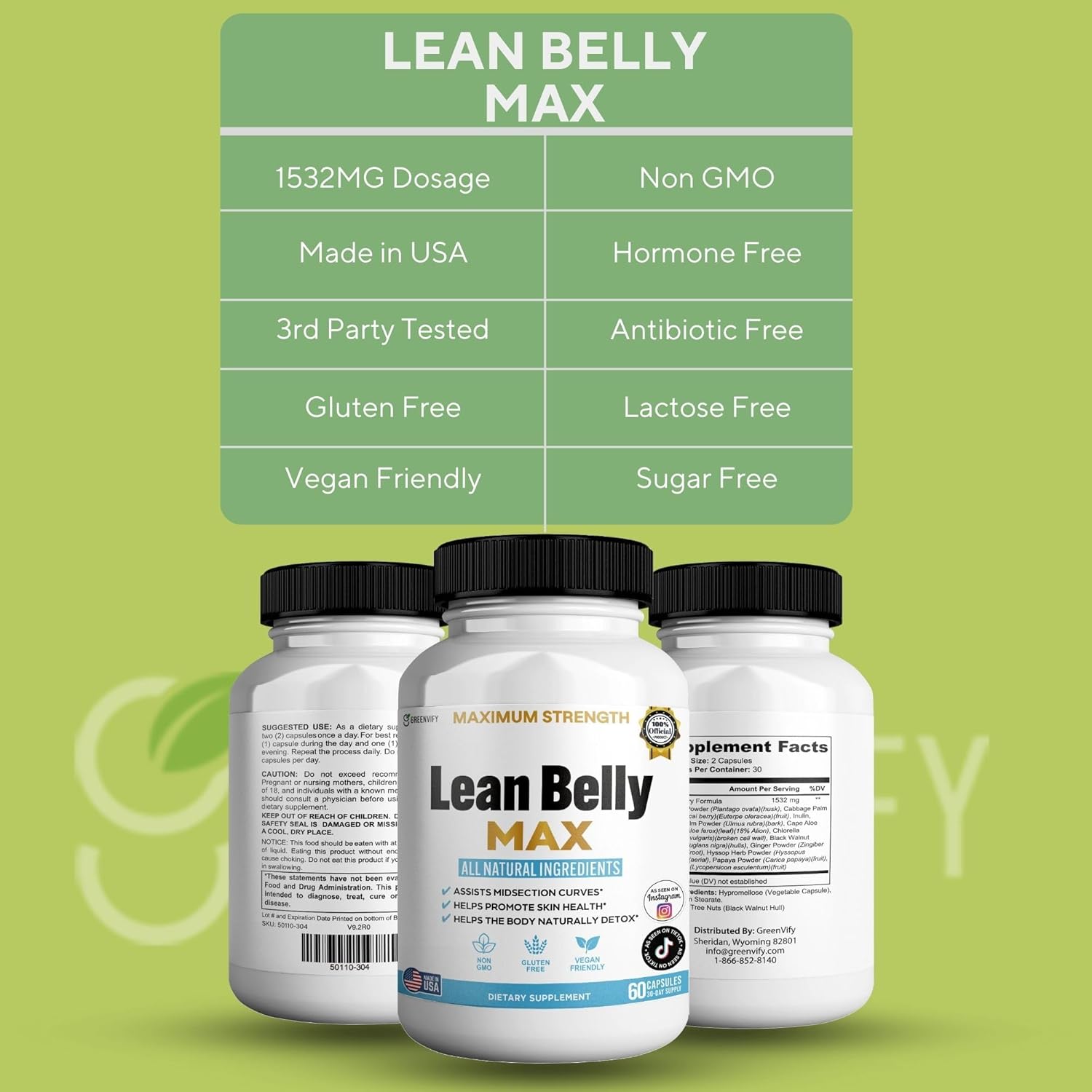 Lean Belly Max Natural Supplement, 60 Capsules, 30-Day Supply, All Natural Ingredients, Non-GMO, Gluten Free (2)