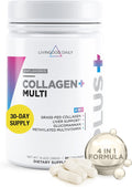 Livingood Daily Collagen Powder for Women & Men, Unflavored, Grass Fed Hydrolyzed Collagen Peptides, Protein & Multivitamins for Healthy Hair, Skin & Nails, Keto & Paleo, Gluten Free, 30 Servings
