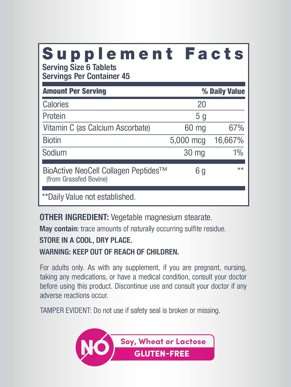 NeoCell Super Collagen With Vitamin C and Biotin, Skin, Hair and Nails Supplement, Includes Antioxidants, Tablet, 270 Count, 1 Bottle