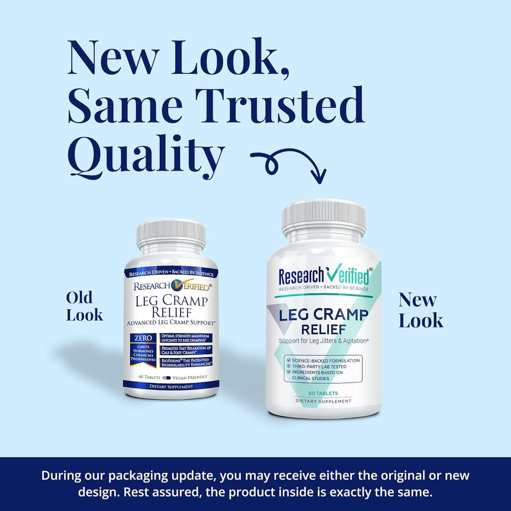 Research Verified Leg Cramps - Magnesium, B Vitamins, Ginger, Chamomile, BioPerine - Circulation Support - Vegan - 180 Capsules, 3 Month Supply