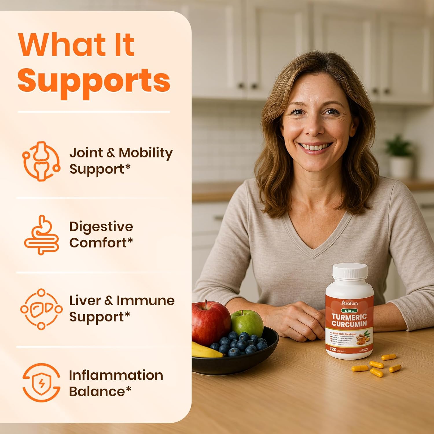 Turmeric Supplement with Ginger Root and BioPerine – 500mg Turmeric Extract – Joint & Digestive Support – 120 Vegan Capsules, Gluten-Free, Sugar-Free