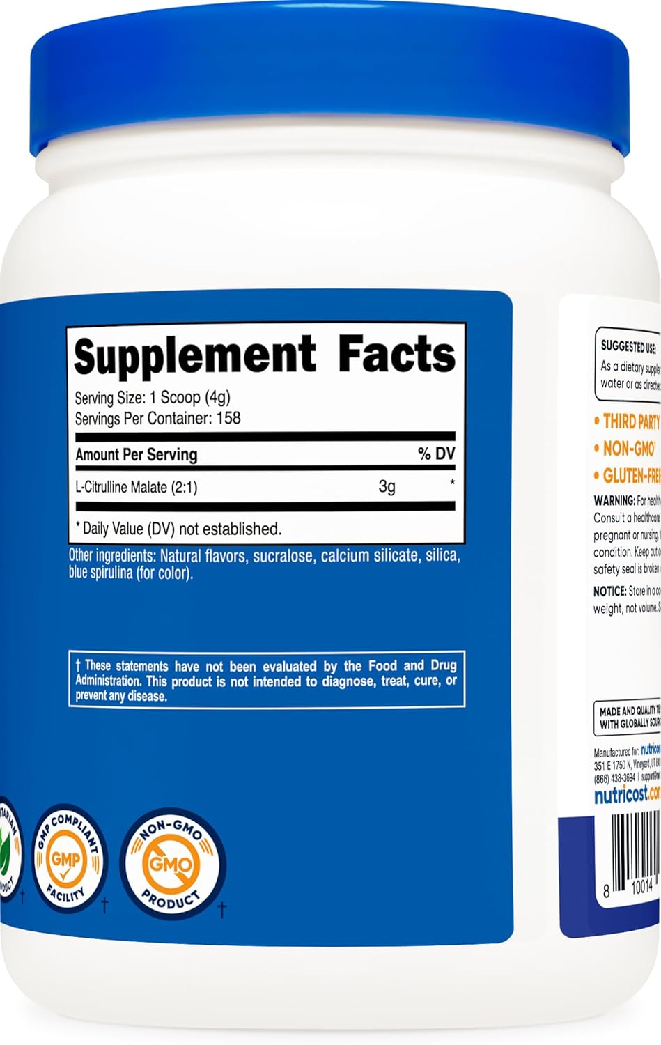 Nutricost L-Citrulline Malate 2:1 (600 Grams) (Blue Raspberry)