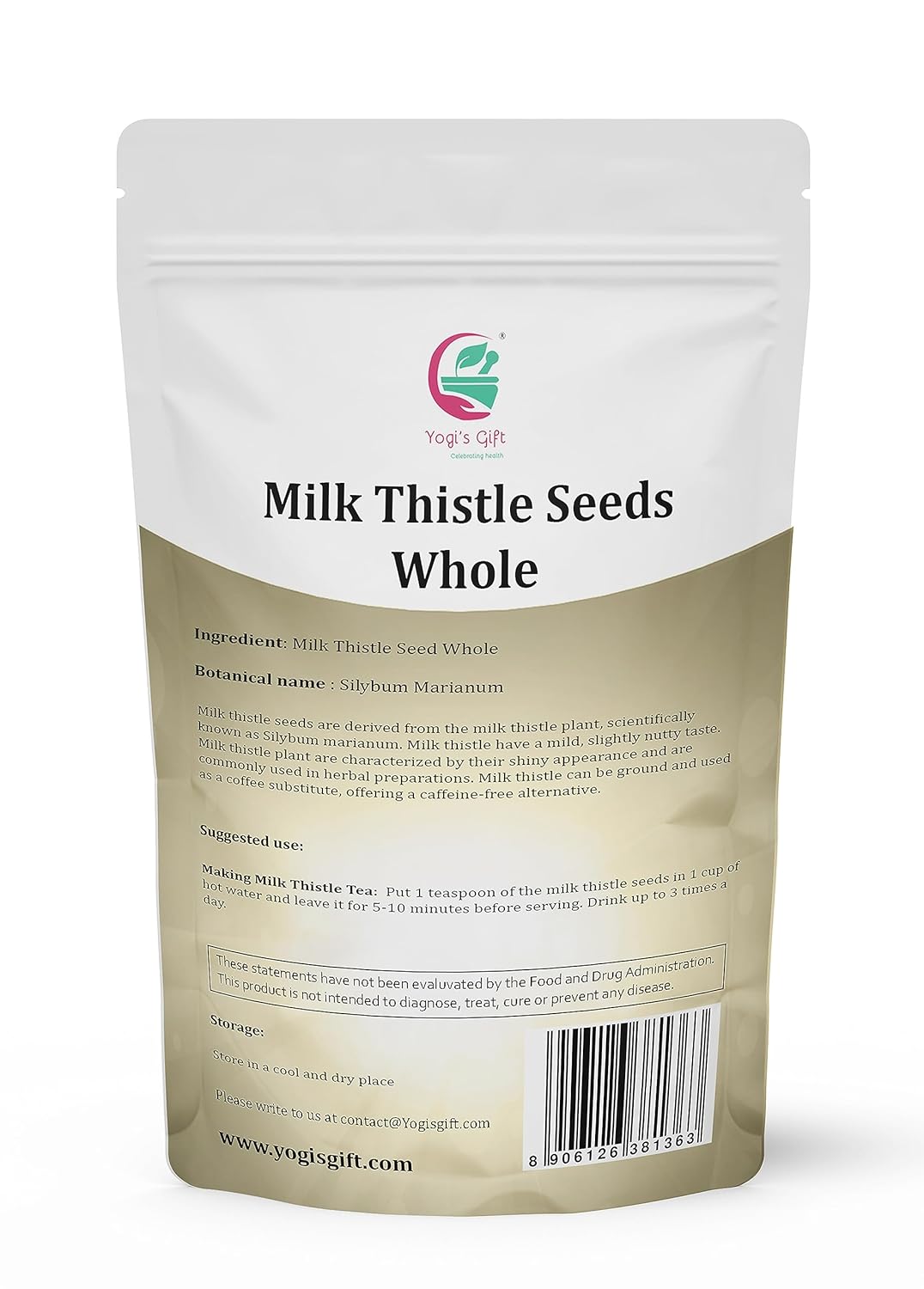 Milk Thistle Seeds 1 LB (Whole) | Whole Milk Thistle For Tea | By Yogi's Gift®