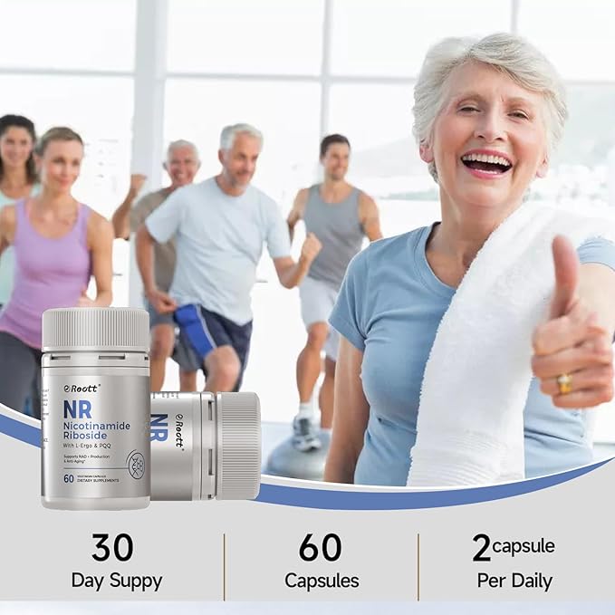 NR Nicotinamide Riboside Supplement 300mg, Supports NAD+ Boosting, 60 Capsules, with L-Ergothioneine and PQQ for Cell Health & Healthy Aging