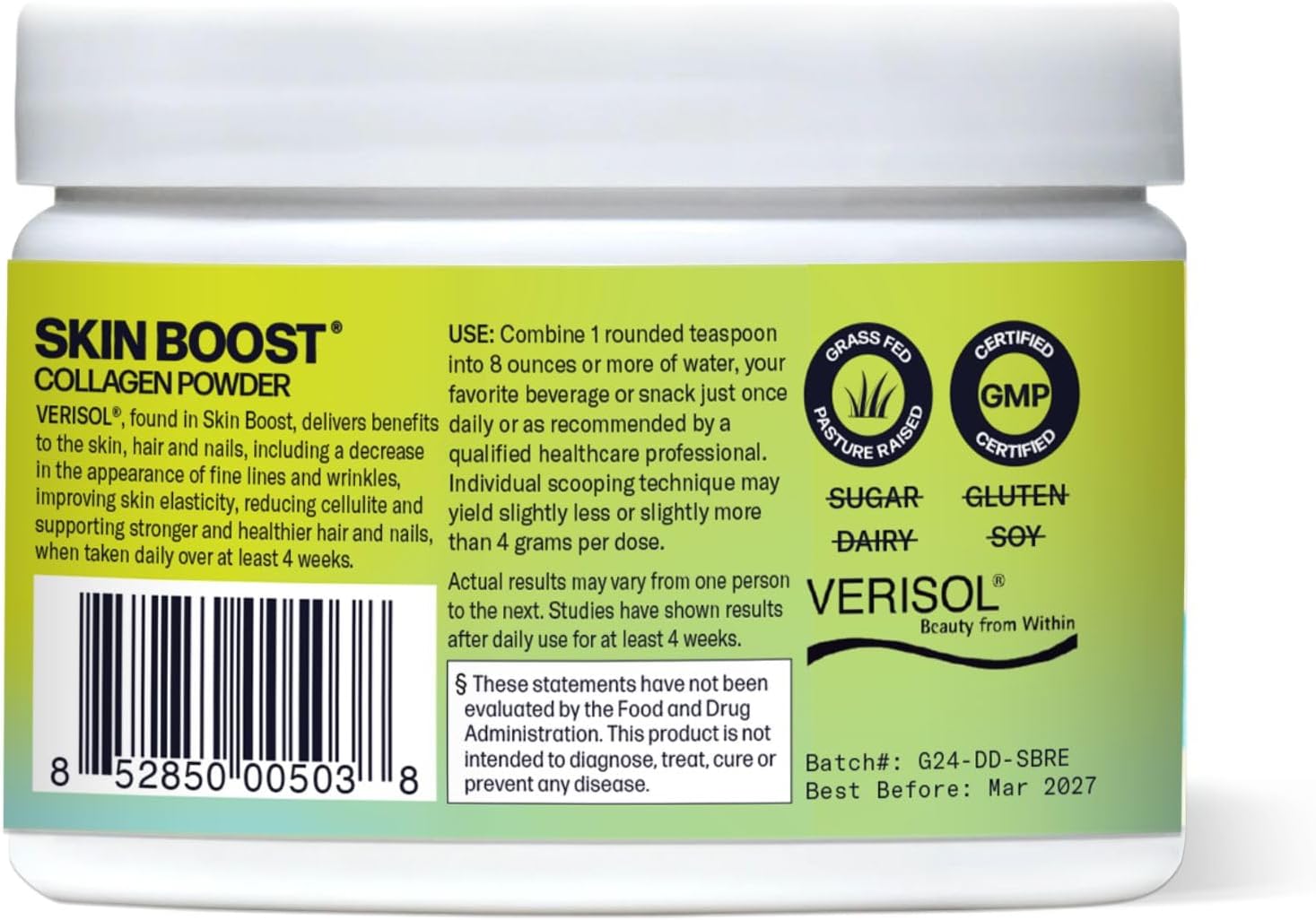Sparkle Skin Boost Orange Verisol Collagen Peptides Protein Powder Vitamin C Supplement Drink, 5.3oz