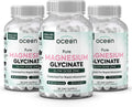 Pure Magnesium Glycinate with Zinc - Maximum Strength Chelated Magnesium Supplement for Women and Men for Muscle Cramps and Sleep Support - 3 Bottles