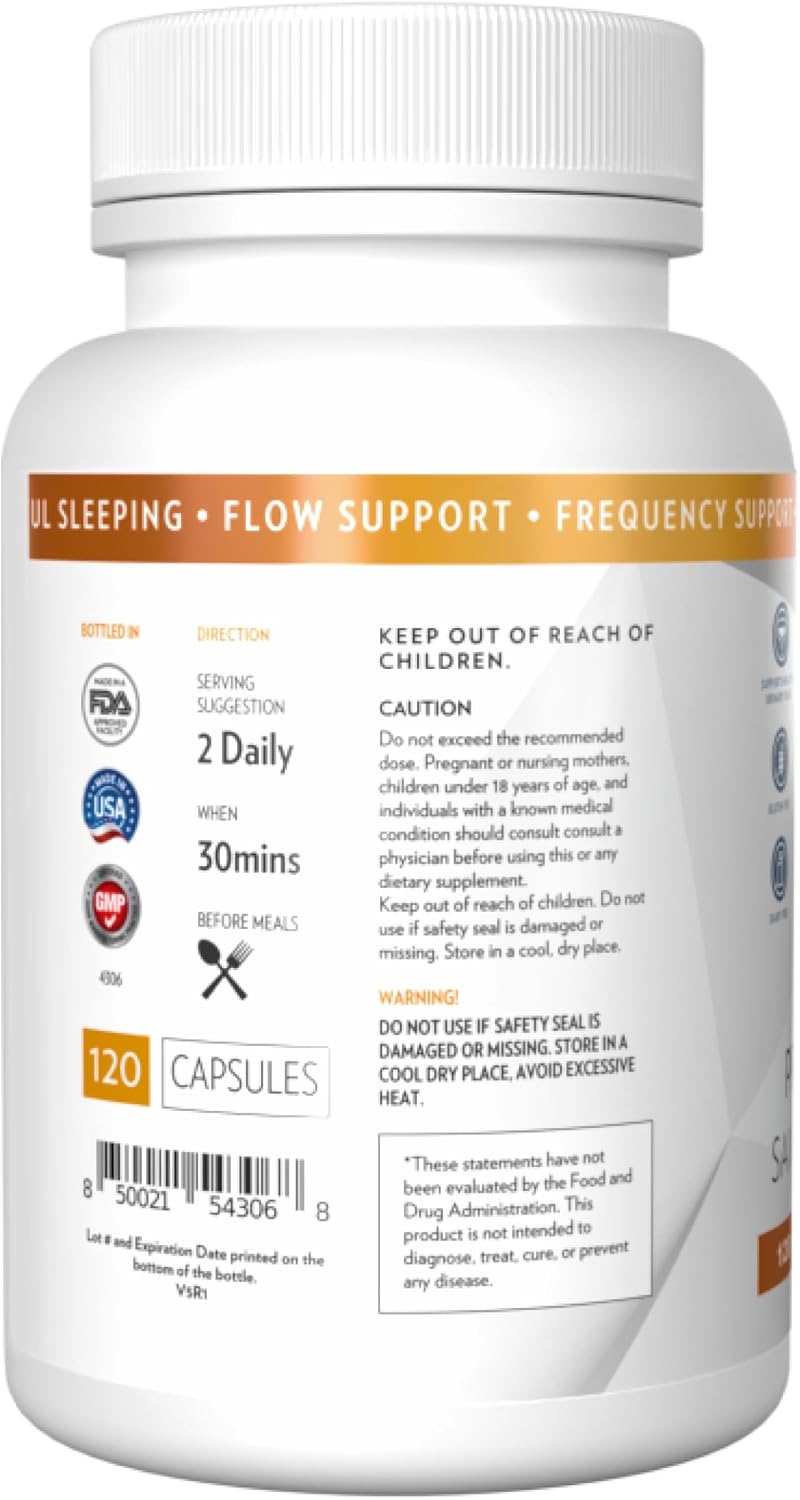 ENERGI Prostate Support Supplement with Saw Palmetto for Men & Women, 200mg Saw Palmetto, 100mg Pygeum Supplement, Pumpkin Seed, Prostate Health Supplements, 120 Capsules