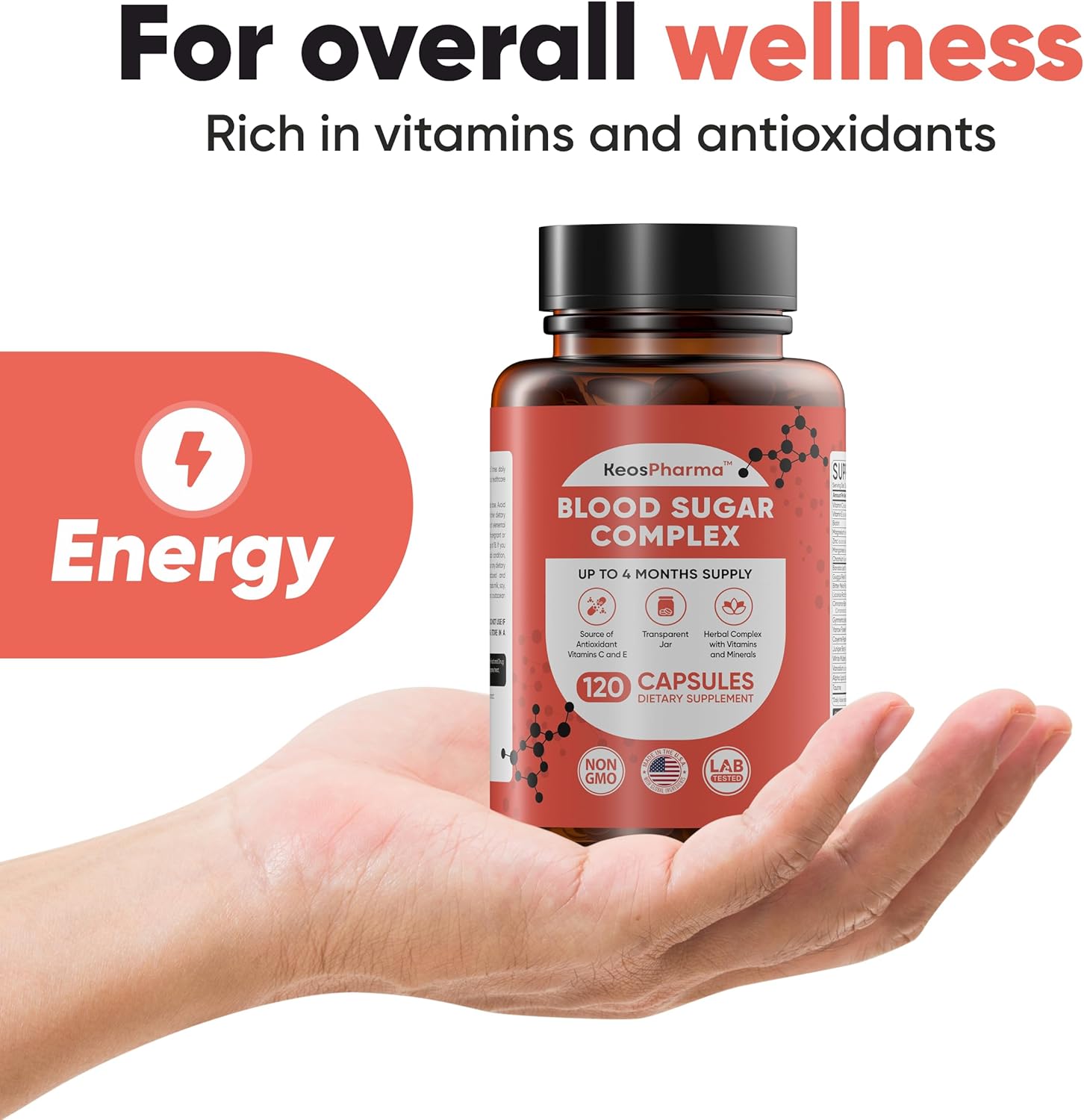 Blood Sugar Complex, 120 Capsules, Up to 4 Months Supply with Magnesium, Cinnamon, Zinc, Vitamin C,E, Biotin and other