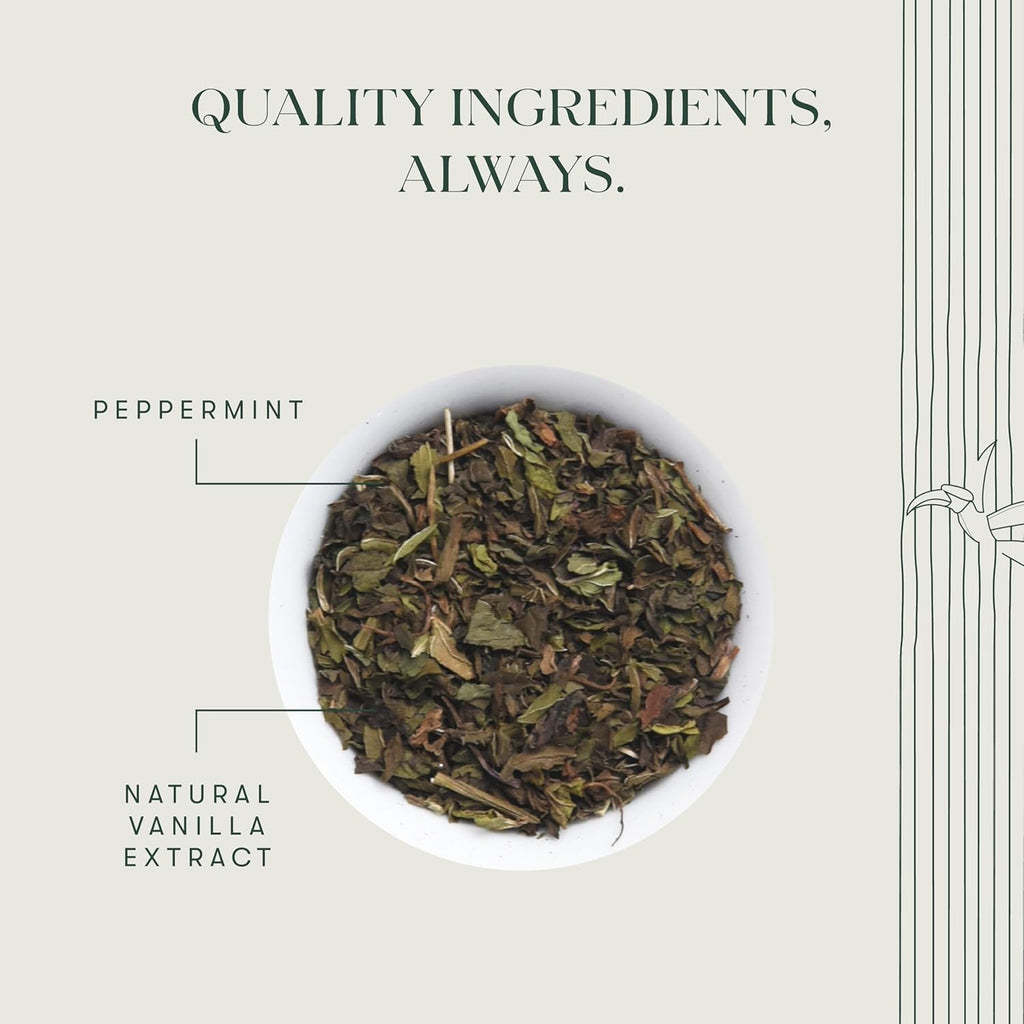Luxmi Estates Vanilla Peppermint Organic Peppermint Tea (50 Tea Bags) Caffeine Free Tea Bags For Relaxing, Calming, and Stress Relief, With Certified Organic Herbal Tea