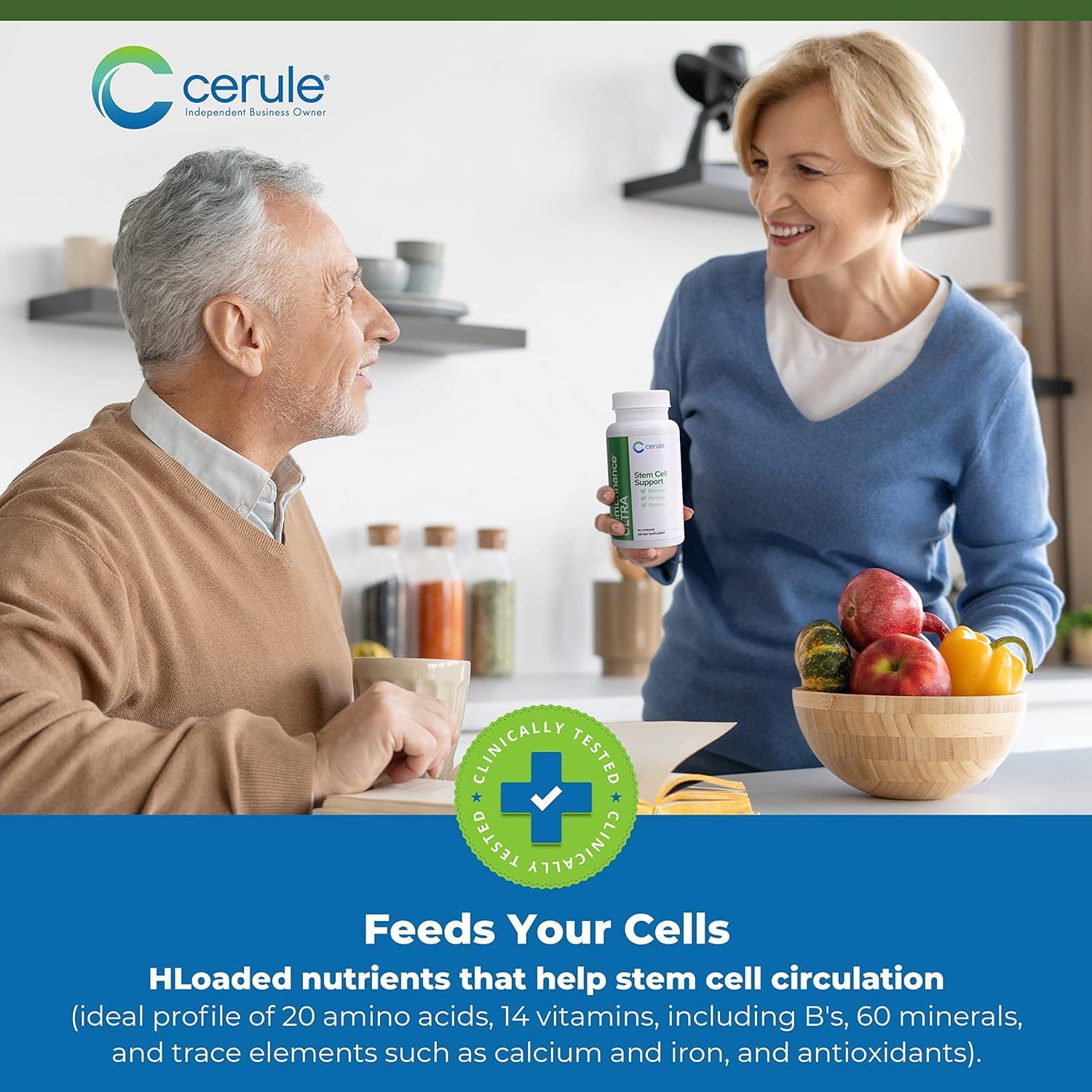 Cerule StemEnhance Ultra Stem Cell Support Supplement with Extracts from Freshwater Microalgae and Marine Macroalgae to Help Increase Circulating Adult Stem Cells and Promote Healing Two Pack