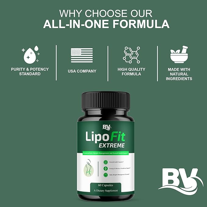 BLUE VIBE Lipofit Extreme Capsules, Lipo Fit Advanced Strength Overall Health & Wellness Support Supplement, Lipofit Extreme Official Premium All Natural Health Support (2 Pack - 120 Capsules)
