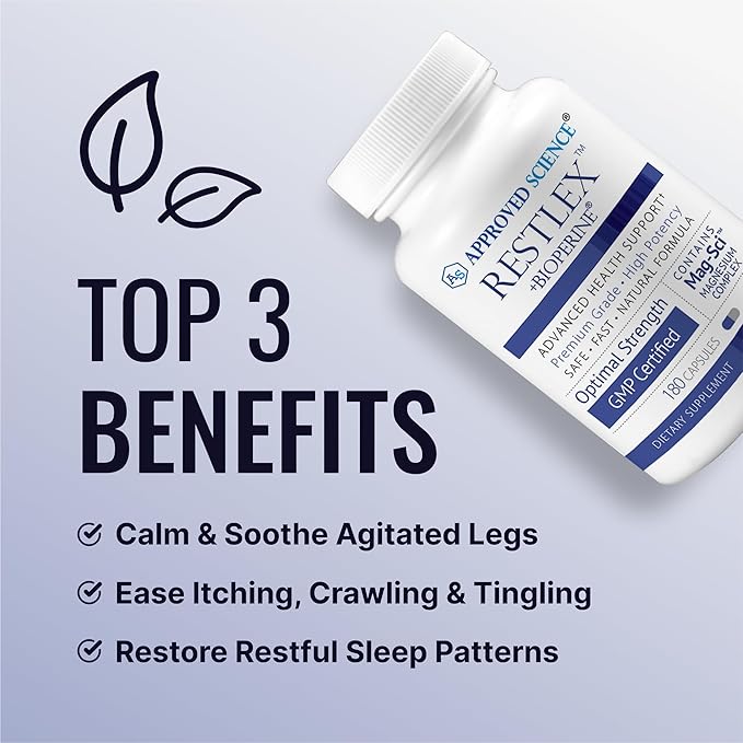 Approved Science Restlex - 420 mg Magnesium Glycinate Blend, L-theanine 200 mg - 360 Capsules - 2 Bottles