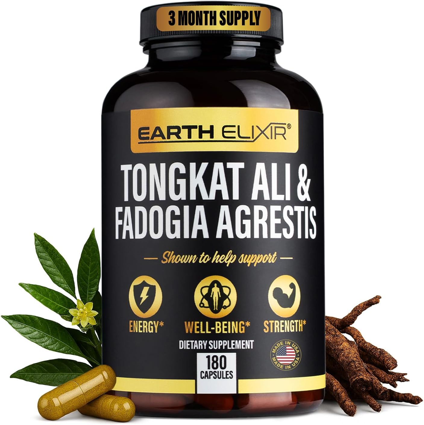 Fadogia Agrestis & Tongkat Ali for Men & Woman – Natural Testosterone Support, 2-in-1 Tongkat Ali & Fadogia Agrestis for Men – Strength, Energy & Vitaility - Longjack – 3 Month Supply