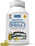 ANDREW LESSMAN Maximum Essential Omega-3 Orange - 30 Softgels - Ultra-Pure, High Potency Omega-3 Oils. High DHA, No Stomach Upset, No Contaminants, No Mercury. Small Easy to Swallow Softgels