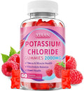 Potassium Gummies for Women & Men, High Dose 2000mg Potassium Chloride Supplement Gummies for Leg Cramps & Electrolyte Balance, Vegan/Sugar-Free/Gluten Free, Raspberry Flavor 60 Count