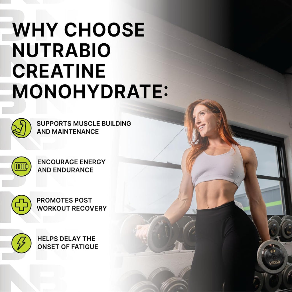 NutraBio Pure Micronized Creatine Monohydrate Powder Supplement, Unflavored, (150 g) - Supports Bulk Muscle Energy, Recovery, and Strength - HPLC Tested Creatine Powder Supplement for Men and Women