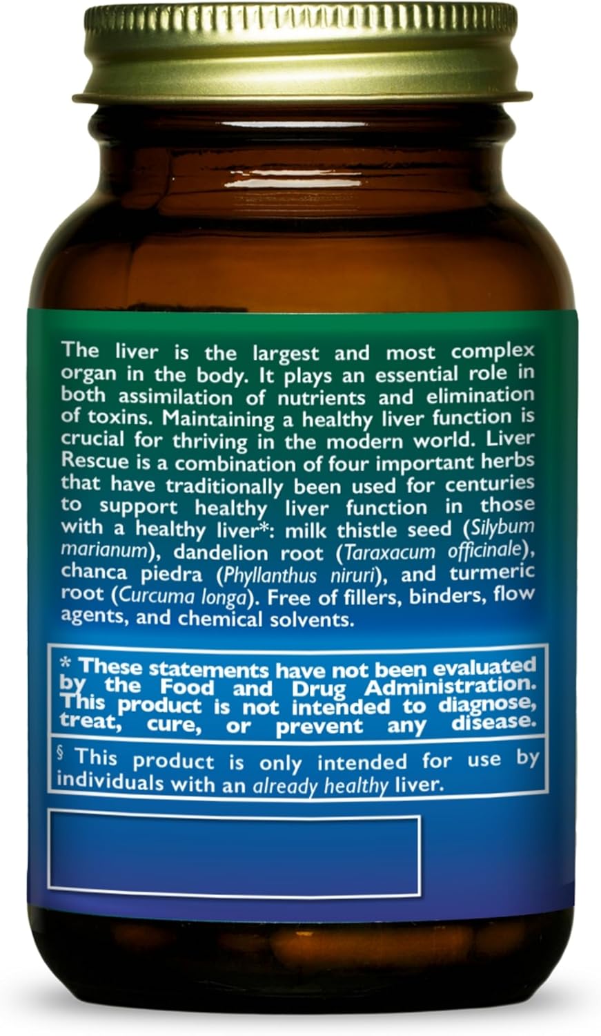 HEALTHFORCE SUPERFOODS Liver Rescue - Natural Liver Cleanse - with Milk Thistle & Dandelion Root - Gluten-Free & Vegan - 60 Capsules