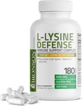Bronson L-Lysine Defense Immune Support Complex 1500 MG L-Lysine Plus Olive Leaf, Garlic, Vitamin C and Zinc - Non-GMO, 180 Vegetarian Capsules