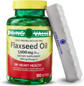 Flaxseed Oil 1000mg, 100 Softgels - Dietary Supplement + 7 Day Pill Organizer Included (Pack of 1)