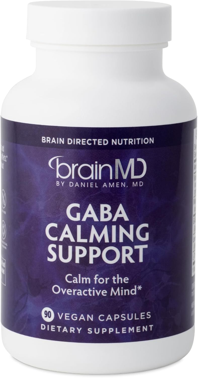 BRAINMD Dr Amen GABA Calming Support - 90 Capsules, Pack of 2 - Promotes Relaxation - Contains Magnesium, Vitamin B6 & Lemon Balm - 180 Total Servings