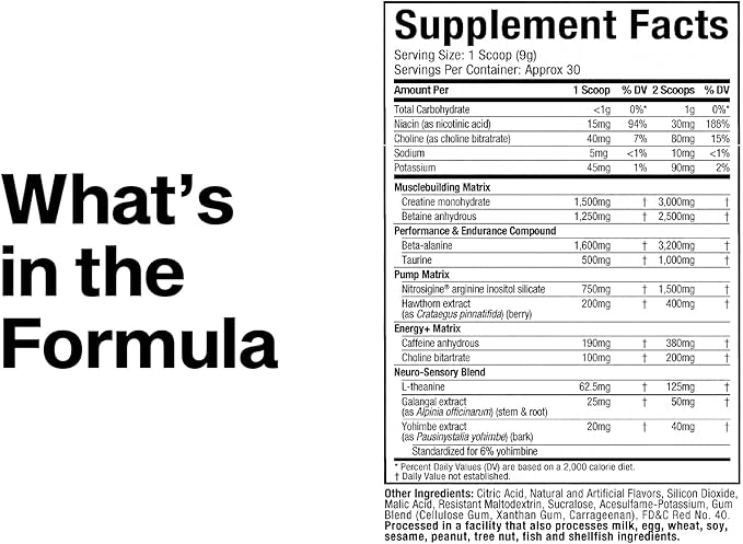 MuscleTech Pre-Workout Powder, Vapor X5 - Sports Nutrition Muscle Building Supplements for Women & Men - Intense Muscle Pump Energy Powder Drink Mix - Blue Razz Freeze, 266g (30 Servings)