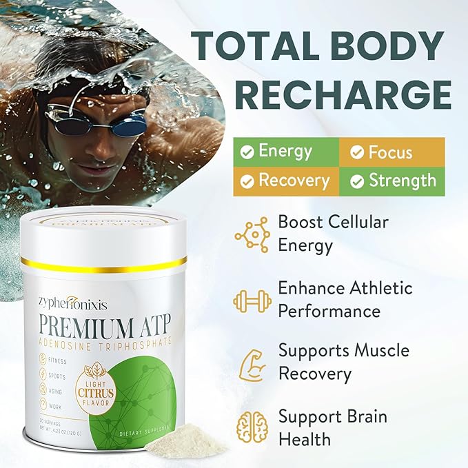 Premium ATP Supplements Powder for Cellular Energy & Performance | D-Ribose, Creatine, CoQ10, L-Citrulline | Nitric Oxide Booster & Mitochondrial Support | Caffeine-Free, 30 Servings