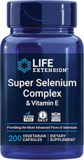 Life Extension Super Selenium Complex, 200 mcg – 3 Forms of Selenium, Vitamin E – Cellular Health & Longevity Support – Gluten-Free, Non-GMO, Vegetarian, 1 Daily – 200 Capsules