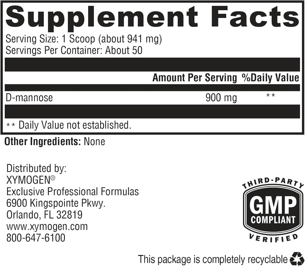 XYMOGEN UritraX - D Mannose Supplement for Urinary Tract and Bladder Health - D Mannose Powder - Health Supplements - Vegan, Gluten Free + Non GMO (1.66 oz)