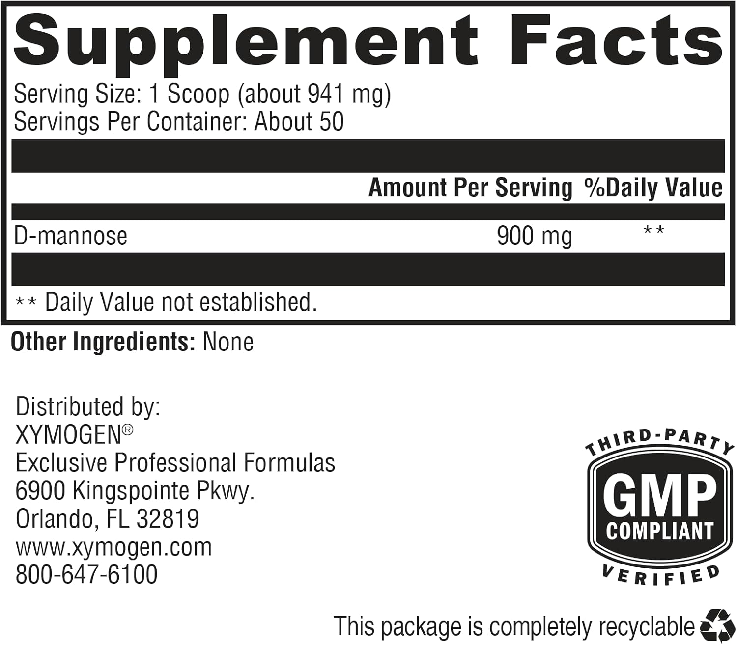 XYMOGEN UritraX - D Mannose Supplement for Urinary Tract and Bladder Health - D Mannose Powder - Health Supplements - Vegan, Gluten Free + Non GMO (1.66 oz)