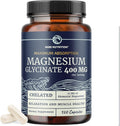 Magnesium Glycinate 400mg | High Absorption Formula for Sleep, Calm, Muscle Relaxation, Heart, Bone & Nerve Support for Women & Men | Chelated Magnesium Glycinate Supplement | 120 Ct (2 Month Supply)
