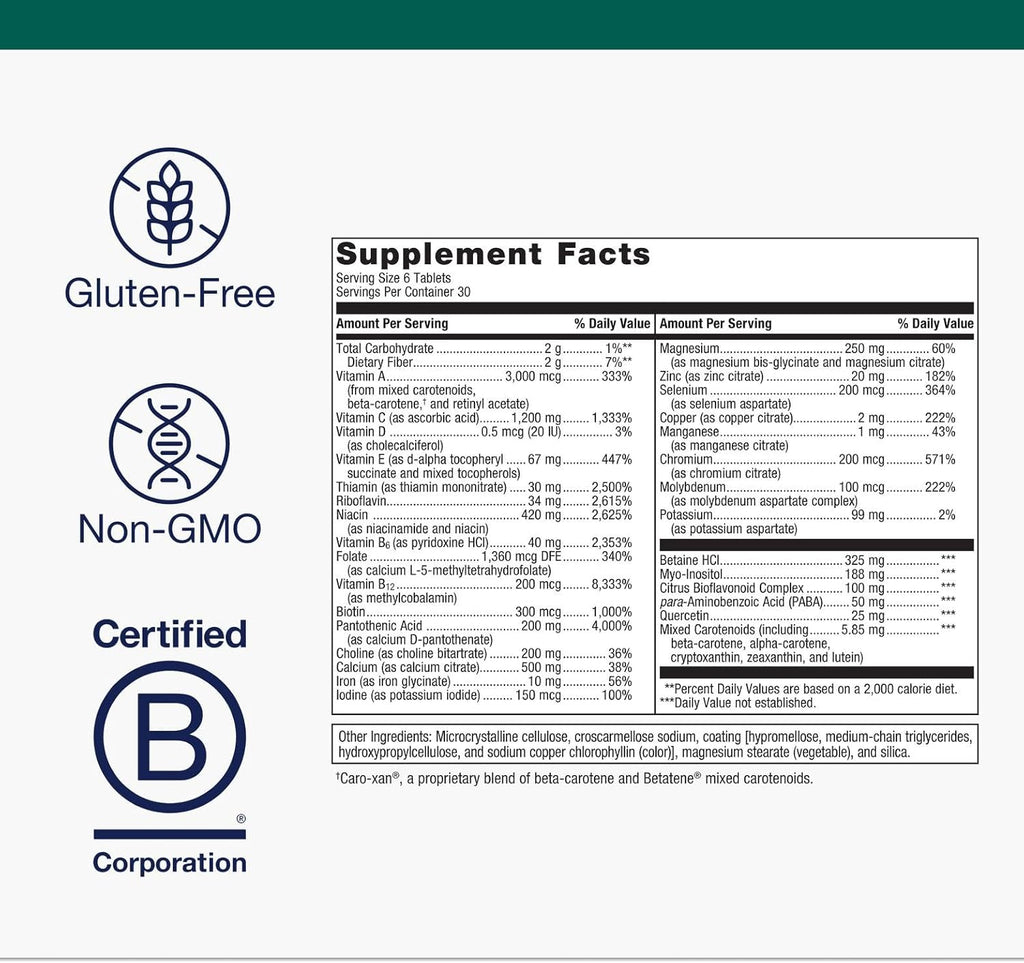 Metagenics Multigenics Multivitamin with Iron - Fast-Release Multivitamin & Multimineral Tablet - for Bone Health, Homocysteine Metabolism & Antioxidant Support* - Non-GMO & Gluten Free - 180 Tablets