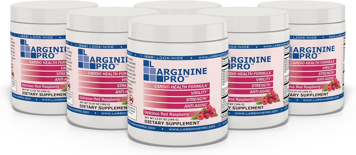 L-ARGININE PRO | 5,500mg L-Arginine Plus L-Citrulline 1,100mg Raspberry Powder Drink Mix Supplement for Increased Nitric Oxide Production