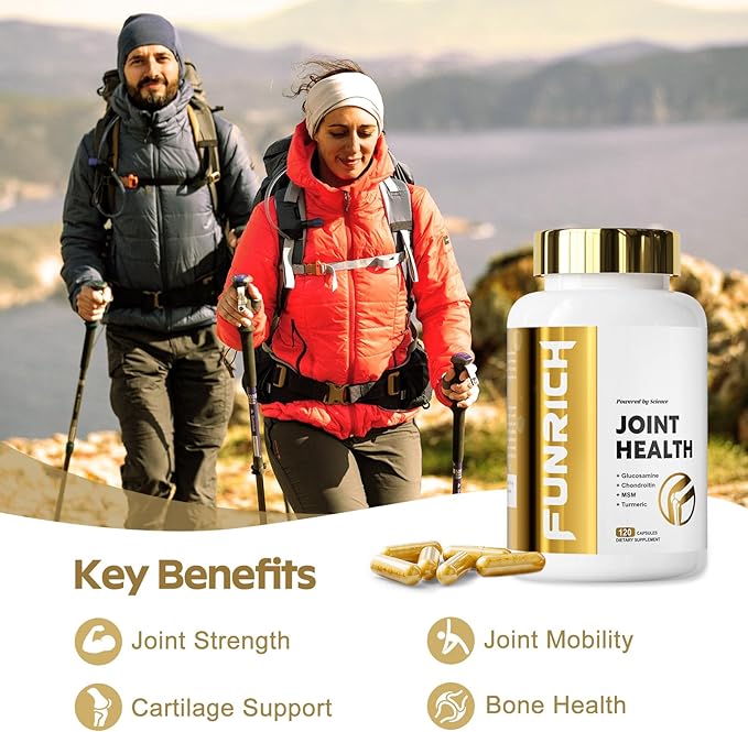 Joints Health Suppplement, Glucosamine Chondroitin MSM - Joint Support Supplement for Women and Men with Turmeric, MSM &Boswellia, for Cartilage, Joint Health and Flexibility - 2 Bottles