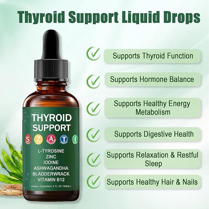 Kindled Thyroid Support Drops - Actora Liquid Drops Formula with Selenium, Iodine, Ashwagandha & Zinc for Energy & Metabolism Support, Berry Flavor, 4 fl oz