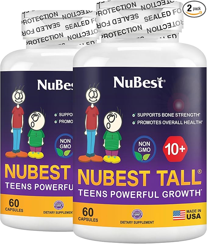 NuBest Tall 10+ - Advanced Bone Strength Formula - Supports Immunity, Healthy Development & Optimal Wellness - for Children (10+) & Teens Who Drink Milk Daily - Pack 2 | 2 Months Supply