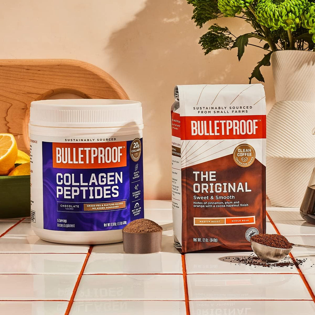 Bulletproof Chocolate Collagen Protein Powder with MCT Oil, 19g Protein, 42.3 Oz, Value Size, Collagen Peptides and Amino Acids for Healthy Skin, Bones and Joints