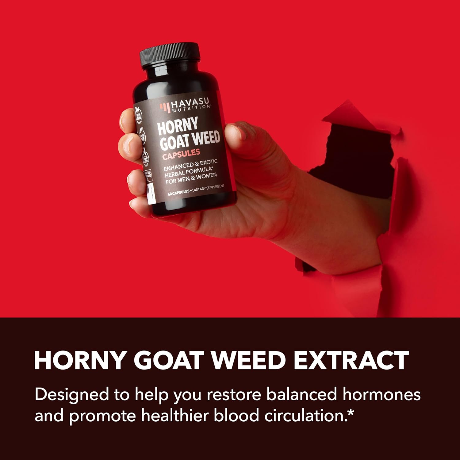Horny Goat Weed Capsules for Men & Women - Extra Strength Performance & Energy Support with Tongkat Ali, Muira Puama, and Saw Palmetto - 1 Month Supply Herbal Supplement for Increased Endurance