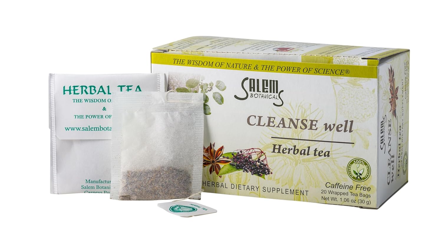 Salem Botanicals Cleanse Well Tea - Herbal Blend for Digestive Health | Supports Digestion, Bloating Relief & Detoxification - Caffeine-Free | 20 Tea Bags