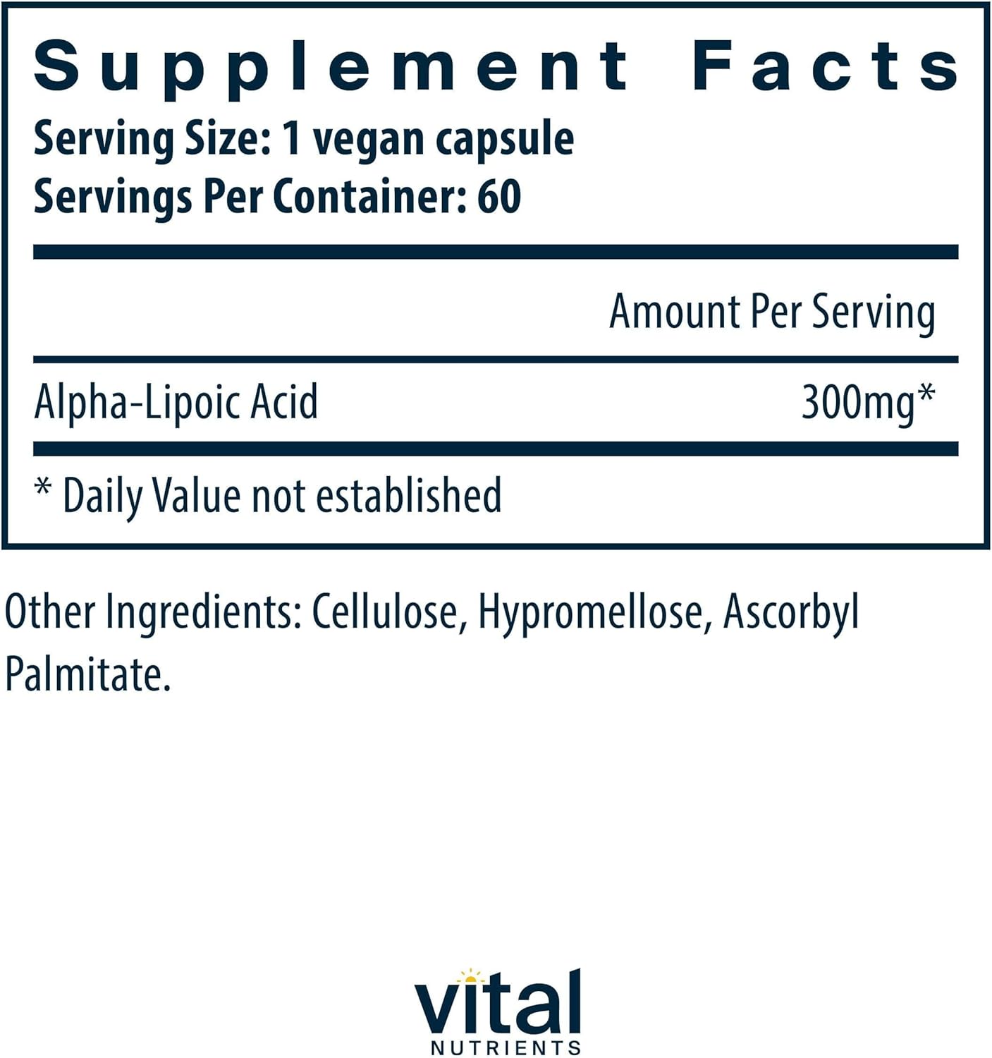 Vital Nutrients Lipoic Acid | 300mg Alpha-Lipoic Acid Antioxidant | ALA Supplement for Healthy Metabolism and Energy | Gluten, Dairy, Soy Free | Non-GMO | 60 Capsules