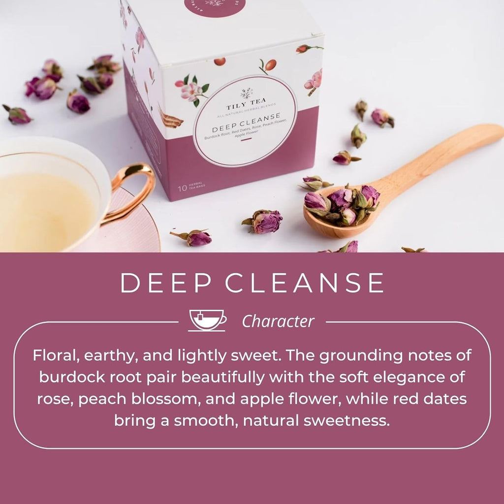 Tily Tea Deep Cleanse Herbal Tea - Caffeine Free - 10 Plastic-Free Tea Bags