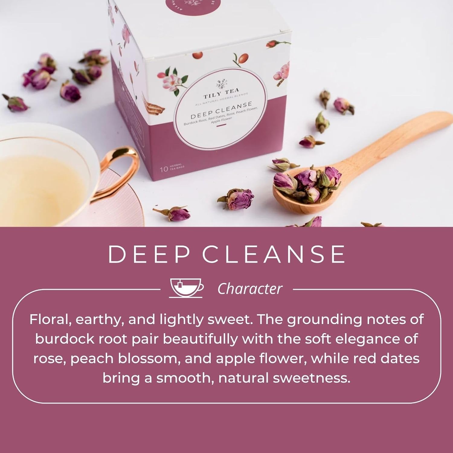 Tily Tea Deep Cleanse Herbal Tea - Caffeine Free - 10 Plastic-Free Tea Bags