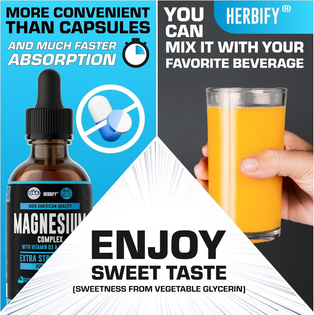 Magnesium Complex Drops - Magnesium Glycinate Liquid Citrate L-Threonate Complex with Vitamin D Vitamin B6 Vitamin C - Potassium supplement for Muscle, Mood, Heart & Nerve Support – Made in USA - 4 Oz