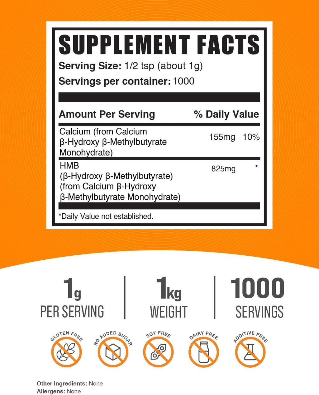 BulkSupplements.com HMB Powder - as Calcium HMB, Beta-Hydroxy Beta-Methylbutyrate - HMB Powder Supplements, Gluten Free - 1g per Serving, 1kg (2.2 lbs) (Pack of 1)