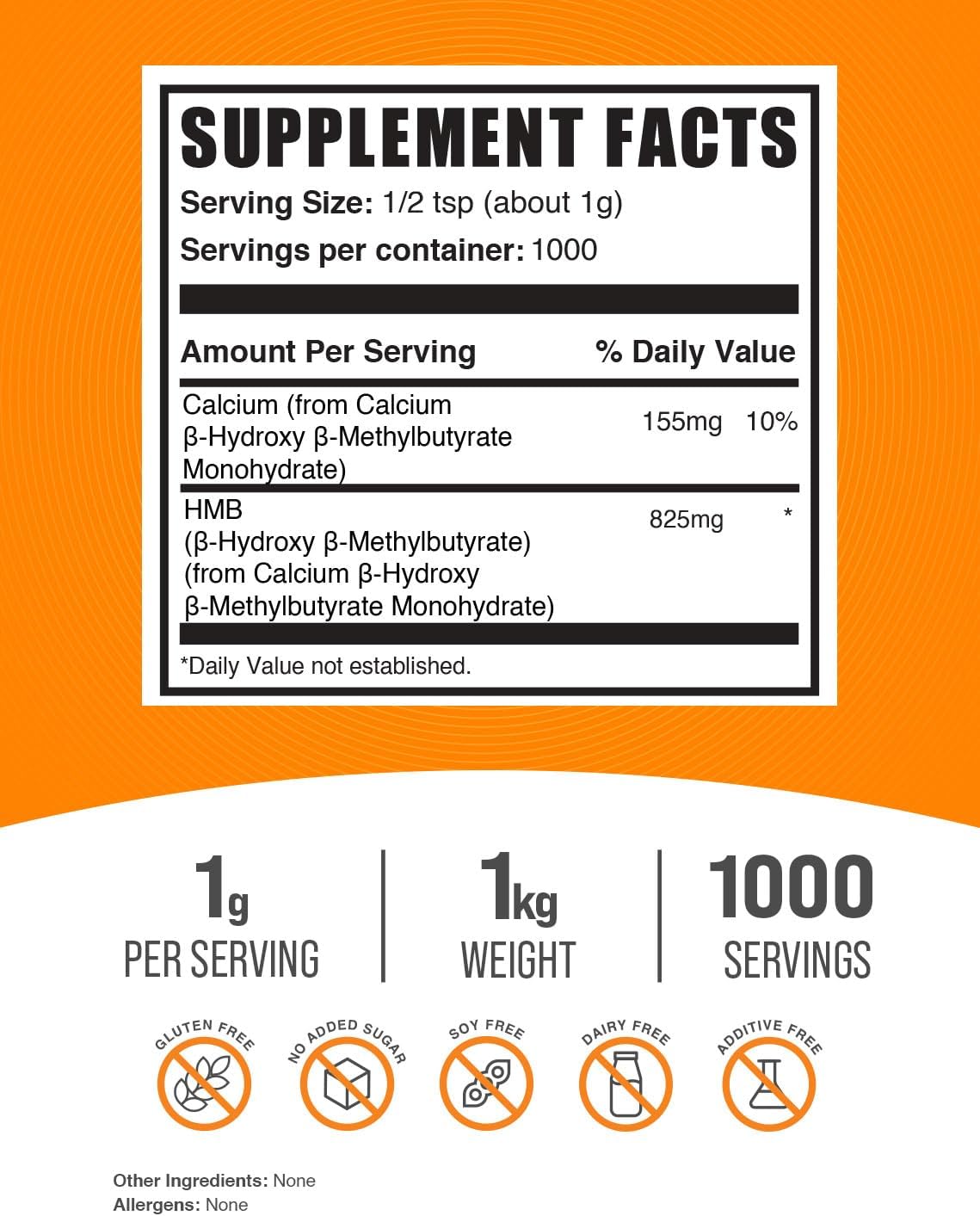 BulkSupplements.com HMB Powder - as Calcium HMB, Beta-Hydroxy Beta-Methylbutyrate - HMB Powder Supplements, Gluten Free - 1g per Serving, 1kg (2.2 lbs) (Pack of 1)
