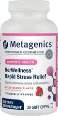 Metagenics HerWellness Rapid Stress Relief - Women's Stress Support Supplement with Saffron, L-Theanine & Vitamin B6* - Mixed Berry Flavor, 30 Soft Chews