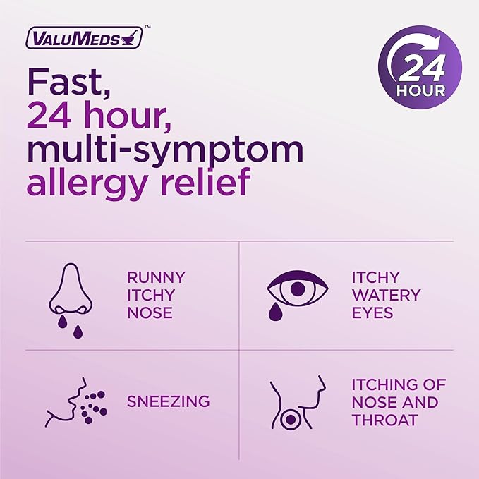ValuMeds 24-Hour Allergy Relief Fexofenadine Hydrochloride 180mg | Non-Drowsy Antihistamine Generic Medicine for Allergies, Hay Fever, Itchy Eyes for Kids, Adults | Compare to Allegra (200-Count)