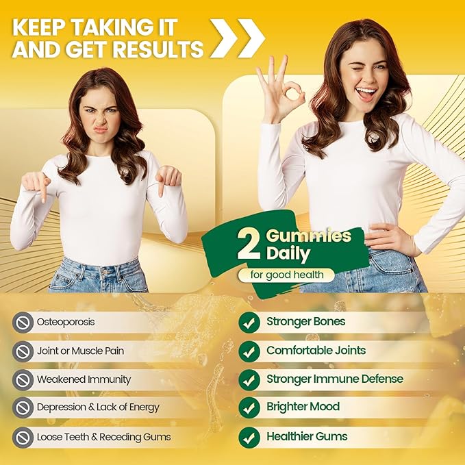 Vitamin D3 K2 Gummies, D3 10000 IU & MK7-200 mcg, 2 in 1 Vitamins D & K Complex | Vitamina D3 con K2 | Supports Calcium Absorption, Bone, Immune, & Heart Health, Easy to Carry and use (180 Gummies)